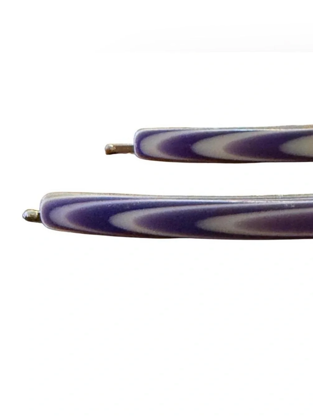 1970’s Vintage Purple & White Thick Plastic Bobby Pins, Retro Design